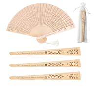 Éventails de Mariage Personnalisables, Éventails en Bois Pliables avec Pompons et Sacs en Organza, Cadeau Invité Mariage pour Fêtes (100)