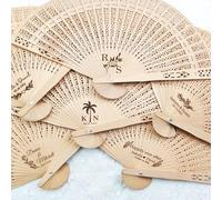 Éventails De Mariage Personnalisés En Bois De Santal, Éventails À Main Pliants En Bois Personnalisés, Éventails De Mariage Personnalisés Avec Texte For Fête De Mariage, Éventails À Main Monogramme(30)