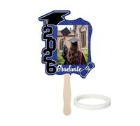 Éventails de remise des diplômes | Double face avec découpe classe 2026 - Éventails avec découpe visage et poignée pour photo, pour voyage, école, université, anniversaires, festivals, félicitations