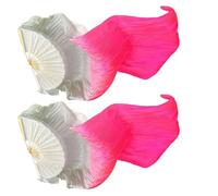 Éventails de voile pour la danse - Éventails à long débit en soie dégradée | Accessoires de performance pour scène de danse nationale chinoise, équipement d'expression artistique, ventre coloré