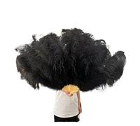 Éventails en Plumes Naturelles et moelleuses, 1/2 pièces, 60/90 cm, 75/130, éventails à Main, Accessoires de Danse, Spectacle sur scène, fête(Black,130CM1PCS Right Hand)
