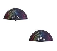 Éventails pliants en soie 2 pièces Éventail de danse Éventails de mariage Éventail coloré for mariage Éventail pliable Éventails à main en soie Éventail décoratif Éventail de spectacle de scène Éventa