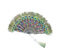 Éventails pliants portatifs Éventail Pliant Cadeau Plume de Paon, Ventilateur de Danse Éventail de Broderie Éventail Pliant pour Porche de Salon Décoration de Style Han Antique Éventail à ma