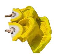 Éventails pour danse orientale, 1 paire d'éventails en voile de soie for femme, longs éventails pliables, for culte, louange, danse, fête, scène, accessoires spectacle(Brown,180cm Adult Hot1pair)