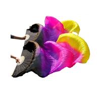 Éventails pour la danse orientale, Éventail de danse du ventre, 1 paire, en soie véritable, voile de soie, taille classique, baleines en bambou, accessoires de danse personnalisés(38,150x90cm)