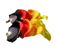Éventails pour la danse orientale, Éventail de danse du ventre, 1 paire, en soie véritable, voile de soie, taille classique, baleines en bambou, accessoires de danse personnalisés(A,230x90cm)