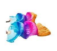 Éventails pour la danse orientale, Éventail de danse du ventre, 1 paire, en soie véritable, voile de soie, taille classique, baleines en bambou, accessoires de danse personnalisés(61,280x90cm)