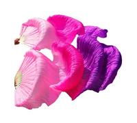 Éventails pour la danse orientale, Éventail de danse du ventre, 1 paire, en soie véritable, voile de soie, taille classique, baleines en bambou, accessoires de danse personnalisés(69,230x90cm)