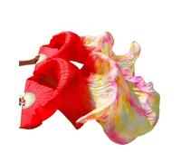 Éventails pour la danse orientale, Éventail de danse du ventre, 1 paire, en soie véritable, voile de soie, taille classique, baleines en bambou, accessoires de danse personnalisés(4,120x90cm)