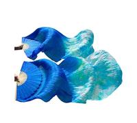 Éventails pour la danse orientale, Éventail de danse du ventre, 1 paire, en soie véritable, voile de soie, taille classique, baleines en bambou, accessoires de danse personnalisés(21,230x90cm)