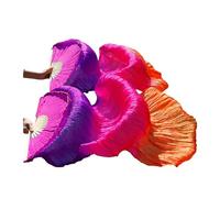 Éventails pour la danse orientale, Éventail de danse du ventre, 1 paire, en soie véritable, voile de soie, taille classique, baleines en bambou, accessoires de danse personnalisés(36,150x90cm)