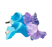 Éventails pour la danse orientale, Éventail de danse du ventre, 1 paire, en soie véritable, voile de soie, taille classique, baleines en bambou, accessoires de danse personnalisés(65,280x90cm)