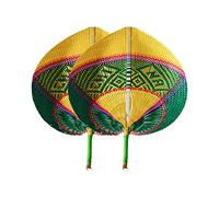Éventails Tissé en Bambou Ventilateur de Feuille de Palmier Naturel, Éventails Naturel à Feuilles de Plantes Séchées Style Chinois Été Éventails - pour Décoration D'intérieur, Mariage, Plage, 2pcs