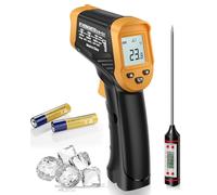 Eventek Thermometre Laser, -50 ° C ~ 600 ° C (-58 ° F ~ 1112 ° F) Thermomètre Infrarouge Sans Contact avec Emissivité Réglable, thermometre four a pizza pour Cuisine/BBQ/Industrie Thermomètre à Viande