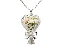 Eventerde Collier Porte-Fleur,Élégant Ajustable - Collier Pendentif Fleur Chaîne,pour Cérémonies de Remise de Diplômes Saint-Valentin Mariage Anniversaire Maison École Copine Femme Mère Amie Fille