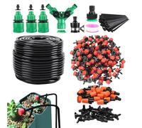 Eventerde Ensemble d'arrosage goutte à goutte, tuyau anti-goutte, longueur 50 m avec connexion rapide, système d'arrosage de jardin, extérieur, cour, pelouse, parterre de fleurs surélevée