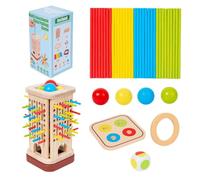 Eventerde Jeu de Baguettes en Bois, Jeu d'adresse familiale, avec bâtonnets et dés colorés, Jeu interactif pour favoriser la Patience, la pensée logique et la compréhension des Couleurs