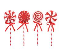 Eventerde Lot de 4 grandes sucettes de Noël en forme de sucettes en mousse rouge et blanche pour sapin de Noël