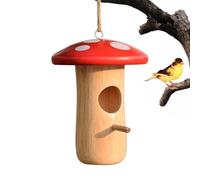 Eventerde Maison des Colibris - Nichoir à Oiseaux-Mouche avec Abri en Bois Champignon Décoratif - Abri en Bois Champignon pour Jardin Balcon Terrasse Arbre Refuge Faune Sauvage
