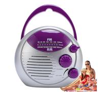 Eventerde Radio De Douche AM/FM Imperméable | Haut-Parleur Étanche pour Douche,Radio à Piles avec Bouton de Volume Accrochable pour Maison Cuisine Salle de Bain Bain à Remous