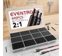 Eventronic ET1001 Lot de 600 Gaines Thermorétractables pour Isolation Électrique 12 Tailles, Conception Étanche Idéale pour l'isolation Électrique et Les Connecteurs de Fils