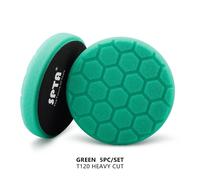Éventuelles Ta-Ventes En Gros,3 Po,80mm,5 Po,125mm,6 Po,150mm Kit De Tampons De Polissage Pour Voiture,Éponge Ronde Hexagonale,Pour Polisseuse Da/Ro/Ga - Type 5 Green Heavy Cut-7 Inch(180mm)
