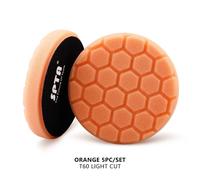 Éventuelles Ta-Ventes En Gros,3 Po,80mm,5 Po,125mm,6 Po,150mm Kit De Tampons De Polissage Pour Voiture,Éponge Ronde Hexagonale,Pour Polisseuse Da/Ro/Ga - Type 5 Orange Light Cut-6 Inch(150mm)
