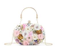 EVEOUT Élégant Pochette Clutches de soirée à Fleurs pour Femme Crystal Sac bandoulière pour fête Mariage Sac à Main de mariée(Or)