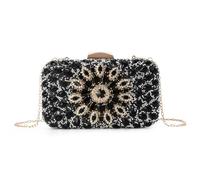 EVEOUT Élégant Pochette de soirée en Strass Femme Crysta Clutch Sac à Main de mariée Sac bandoulière pour fête Mariage(Noir)