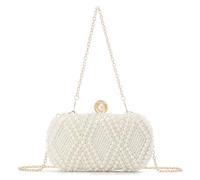 EVEOUT Élégant Sac à Main de Mariage en Perles Femme Pochette de Mariée avec Poignée et Bandoulière Clutch Sac bandoulière pour soirée fête