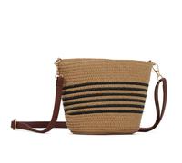 EVEOUT Mini Sac Bandoulière en Paille Femme Fille Boho été Mignon Petit Sac à Épaule Raphia Tissé à Rayures pour Plage Vacances