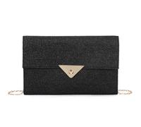 EVEOUT Pochette en Paille pour Femmes Boho Clutch en Raphia Tressé avec Chaîne été Sac Bandoulière Tissé pour Mariage Fête Plage(Noir)