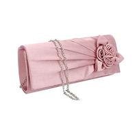 EVEOUT Pochettes et Clutches Sac à Main pour Femme Satin Fleur Sac de Soirée Bourse de mariée pour Mariage Rose