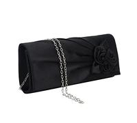 EVEOUT Pochettes et Clutches Sac à Main pour Femme Satin Fleur Sac de Soirée Bourse de mariée pour Mariage Noir