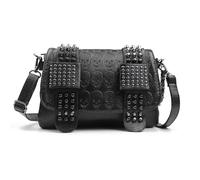 EVEOUT Sac à Bandoulière à Imprimé Crâne pour Femme Bourse de Crâne de Sac à Bandoulière Gothique en Cuir PU Portefeuille Long avec Chaine