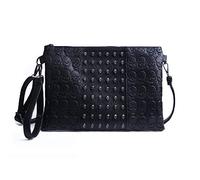 EVEOUT Sac à Bandoulière à Imprimé Crâne pour Femme Bourse de Crâne de Sac à Bandoulière Gothique en Cuir PU Portefeuille Long avec Chaine