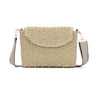 EVEOUT Sac Bandoulière Rotin Tressé Femme été Boho Chic Sac Panier Paille avec Sangle pour Plage Vacances(Beige)