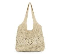EVEOUT Sac Cabas en Raphia Tressé Femme été Grand Léger Boho Sac de Plage Tressé Léger Sac Fourre-Tout Paille Tissé pour Vacances(Beige)