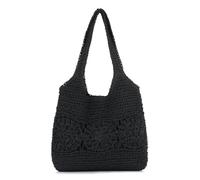 EVEOUT Sac Cabas en Raphia Tressé Femme été Grand Léger Boho Sac de Plage Tressé Léger Sac Fourre-Tout Paille Tissé pour Vacances(Noir)