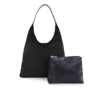 EVEOUT Sac Fourre-Tout en Cuir Suédé Femmes Sac portés épaule avec Pochette Grande Couleur Unie Velours Sac Cabas Vintage Sac Hobo(Noir)