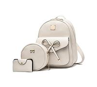EVEOUT Sacs à Dos Mignons pour Femmes Faux Cuir Mode Sacs à Dos Noeud Papillon Sac d'école Sac à Dos pour Les Filles Blanc