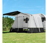 EVER ADVANCED Auvent de caravane 350 x 260 x 245 cm pour camping-car avec 2 fenêtres, porte latérale, grande porte comme toit, auvent de voyage en polyuréthane 3000 mm imperméable pour les voyages, la