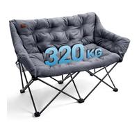 EVER ADVANCED Canapé Camping Pliable 124cm, 2 Places, 320kg | Canapé pliant épais, chaise XXL 2 places, dossier haut pour extérieur, jardin, balcon, gris