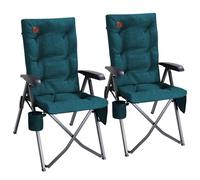 EVER ADVANCED Chaise de camping pliable avec dossier réglable en 4 positions, jusqu'à 150 kg, 6 cm d'épaisseur, rembourrée, avec poche latérale, porte-boisson, chaise de jardin, dossier haut, chaise