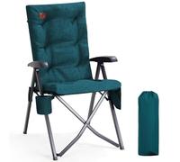 EVER ADVANCED Chaise de camping pliable avec dossier réglable en 4 positions, jusqu'à 150 kg, 6 cm d'épaisseur, rembourrée, avec poche latérale, porte-boisson, chaise de jardin, dossier haut, chaise