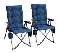 EVER ADVANCED Chaise de camping pliable avec dossier réglable en 4 positions, jusqu'à 150 kg, 6 cm d'épaisseur, rembourrée, avec poche latérale, porte-boisson, chaise de jardin, dossier haut, chaise