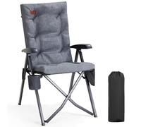 EVER ADVANCED Chaise de camping pliable avec dossier réglable en 4 positions, jusqu'à 150 kg, 6 cm d'épaisseur, rembourrée, avec poche latérale, porte-boisson, chaise de jardin, dossier haut, chaise
