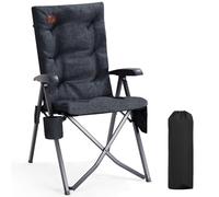 EVER ADVANCED Chaise de camping pliable avec dossier réglable en 4 positions, jusqu'à 150 kg, 6 cm d'épaisseur, rembourrée, avec poche latérale, porte-boisson, chaise de jardin, dossier haut, chaise