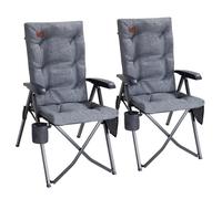 EVER ADVANCED Chaise de camping pliable avec dossier réglable en 4 positions, jusqu'à 150 kg, 6 cm d'épaisseur, rembourrée, avec poche latérale, porte-boisson, chaise de jardin, dossier haut, chaise