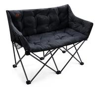 EVER ADVANCED Chaise de camping pliable pour 2 personnes - Charge maximale : 320 kg - Chaise pliante de luxe XXL 2 places - Canapé de camping épais rembourré - Dossier haut extra long - Pour extérieur